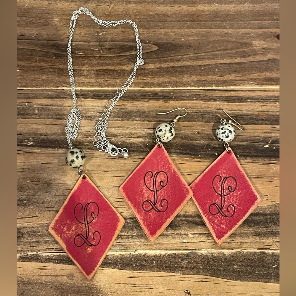 Initial Outfitters matching earrings & necklace